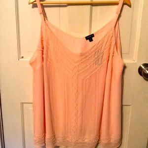 Pink chiffon tank top with beaded front